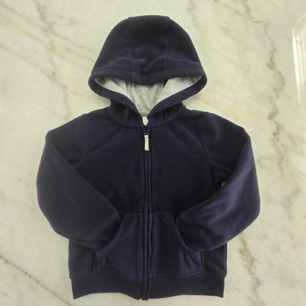 Simple Joys by Carter's Boys 24M Full Zip Navy Blue Fleece Hooded Jacket Toddler